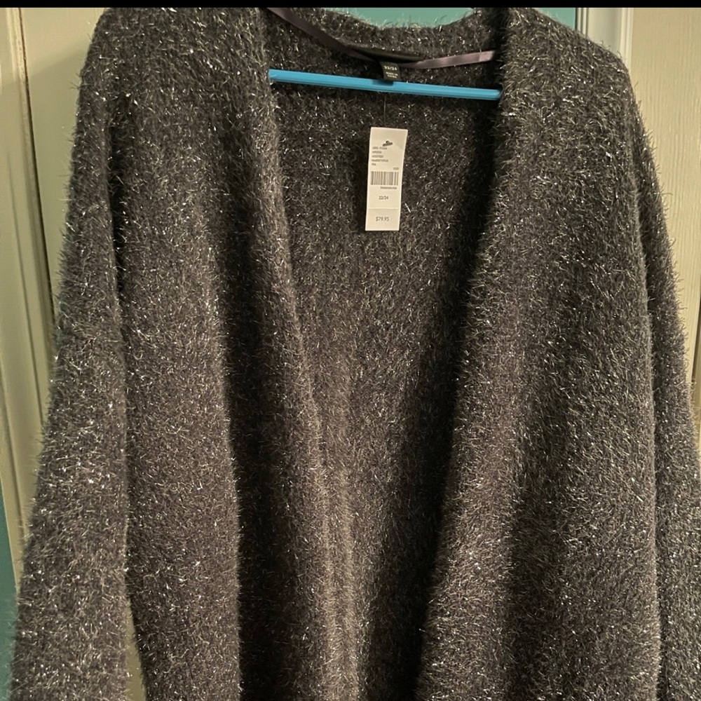 Lane Bryant Open Front Metallic Eyelash Cardigan